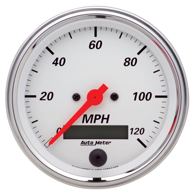 Autometer 3-3/8" Speedometer, 0-120 Mph, Electric, Arctic White 1380 Photo - Primary