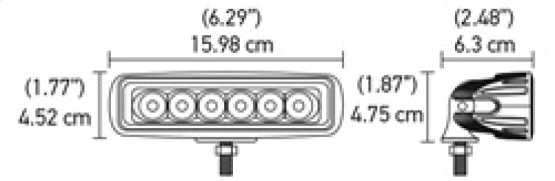Hella Mini LedBar 6 Led Wht MV 357203051 Technical Drawing