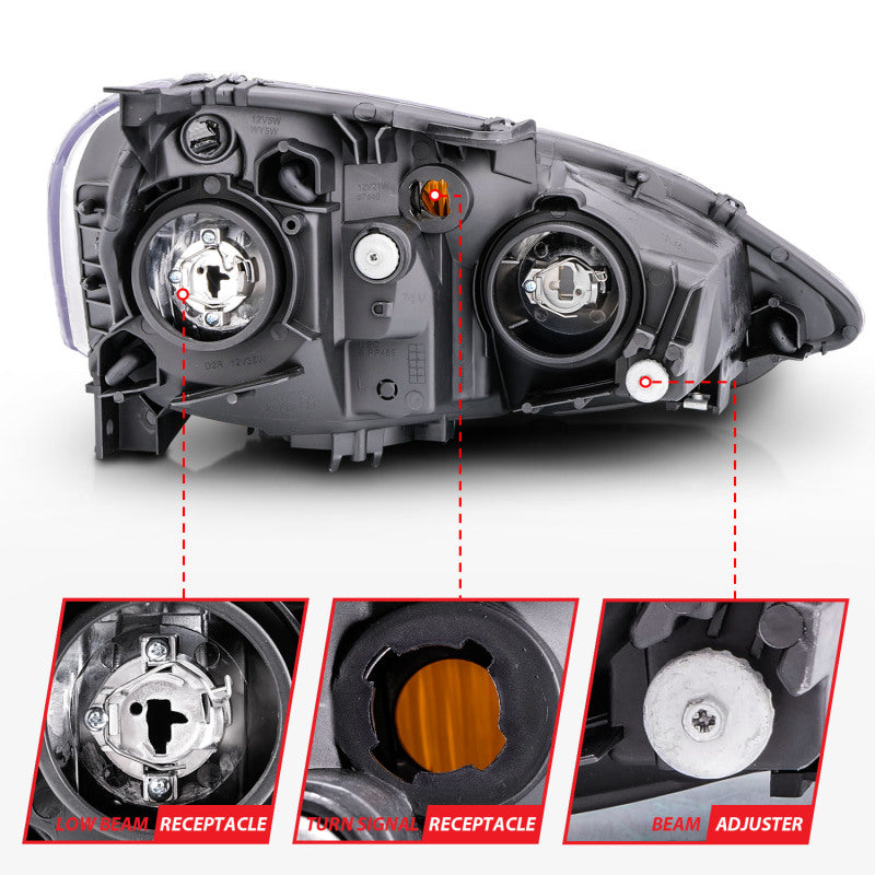 Anzo 2002-2004 Acura Rsx Crystal Headlights Black 121209 Photo - Unmounted