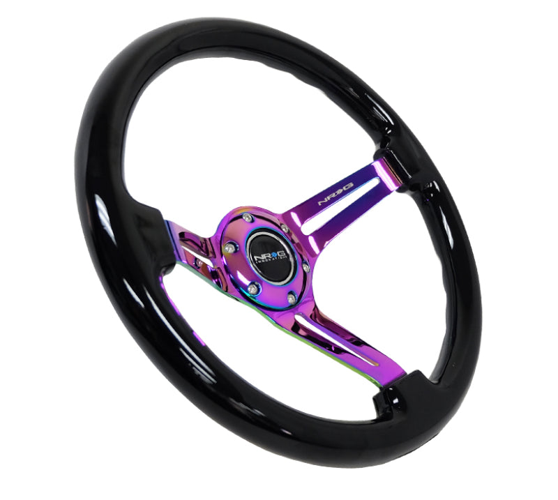 NRG Reinforced Classic Wood Grain Wheel, 350mm, 3 spoke Slotted Center RST-018BK-MC Photo - Primary