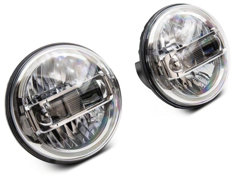 Raxiom 97-18 Jeep Wrangler TJ & JK Axial 7-In LED Headlights w/ DRL- Chrome Housing (Clear Lens) J155569 J155569 Photo - Close Up