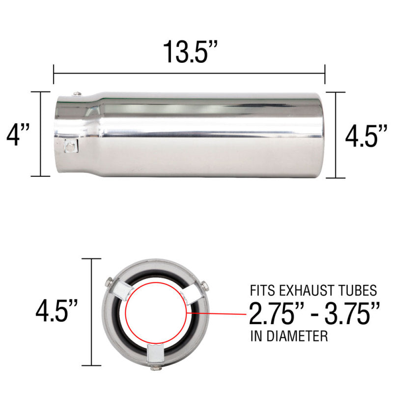 Spectre Exhaust Tip 4-1/2in. OD / Pencil 22431 22431 Technical Drawing