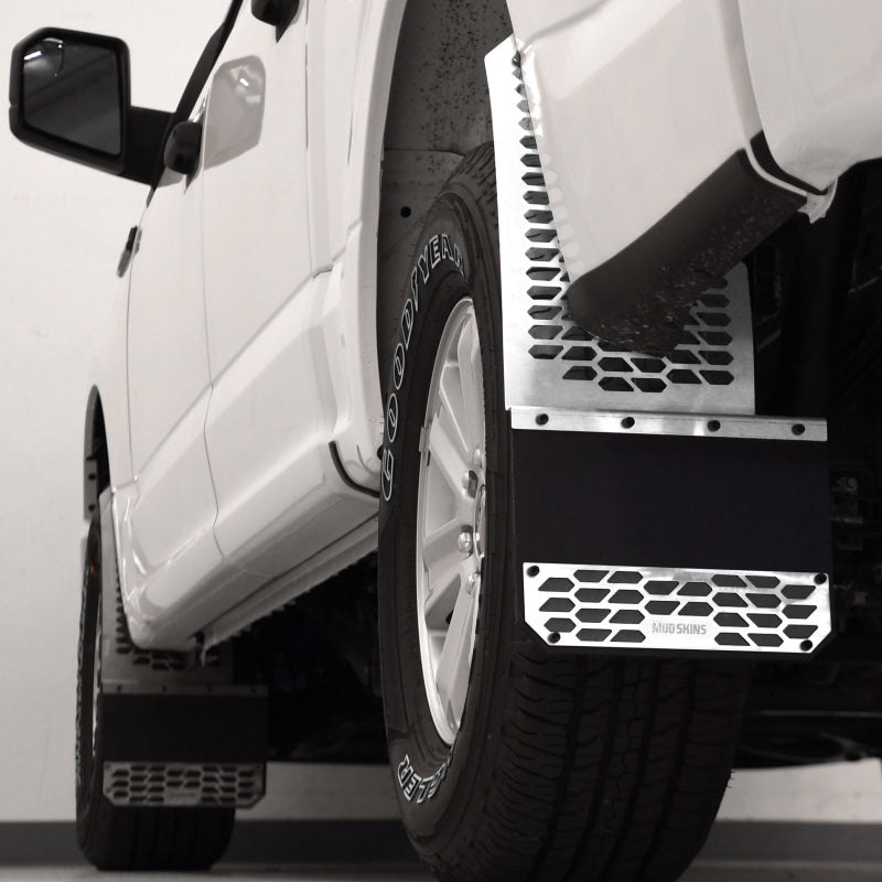 Putco 11-16 Ford SuperDuty - Set of 2 (Excl Dually Rear) Mud Skins - Polished SS w/ Hex Shield 78050 78050 Photo - Primary