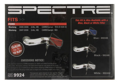 Spectre 05-09 Ford Mustang GT V8-4.6L F/I Air Intake Kit - Polished w/Red Filter 9924 9924 Photo - in package