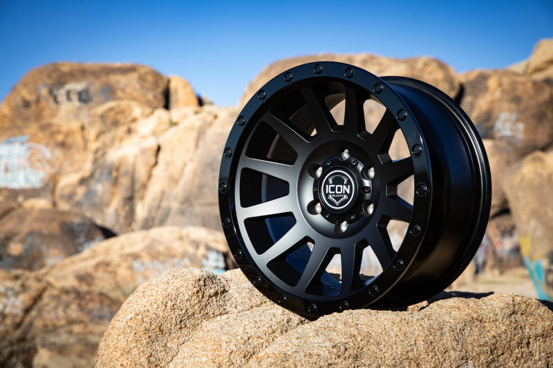 ICON Compression 18x9 5x150 25mm Offset 6in BS 110.1mm Bore Double Black Wheel 2018905560DB 2018905560DB Photo - lifestyle view
