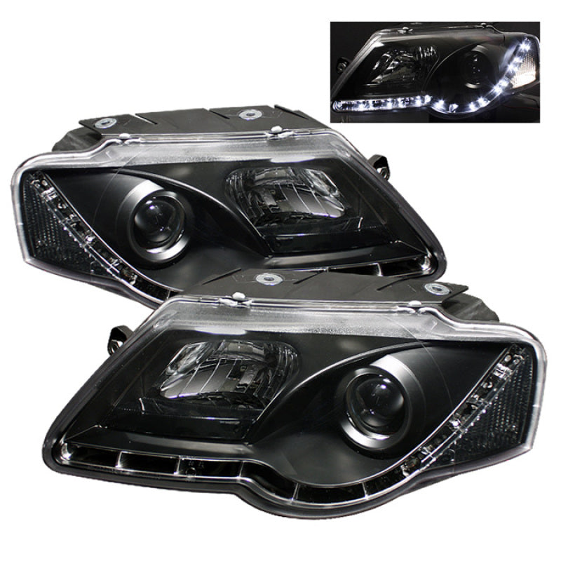 Spyder Volkswagen Passat 06-08 Projector Headlights DRL Black High H1 Low H1 PRO-YD-VP06-DRL-BK 5012326 5012326 Photo - Primary