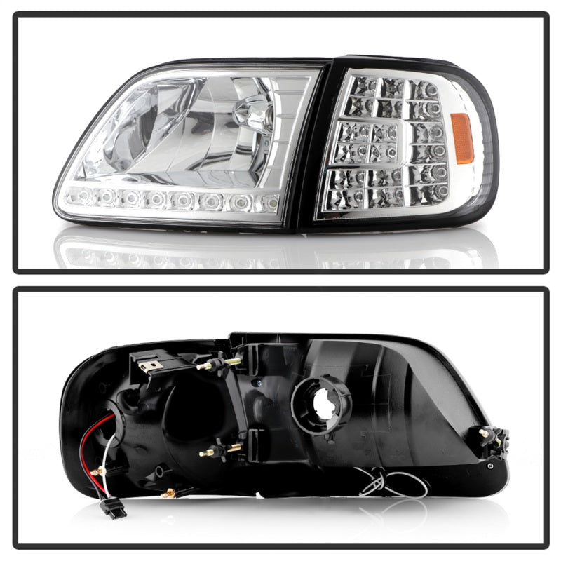 SPYDER Xtune Ford F150 97-03 Crystal Headlights w/ Clear LED Corners Chrome HD-ON-FF15097-LED-SET-C 5014191 5014191 Photo - Unmounted