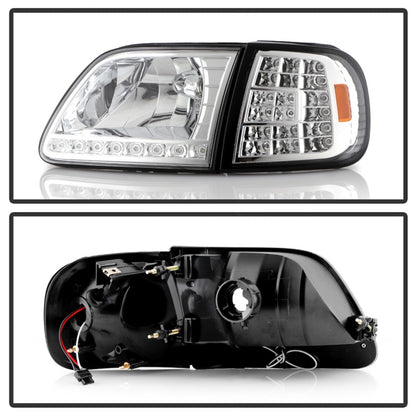 SPYDER Xtune Ford F150 97-03 Crystal Headlights w/ Clear LED Corners Chrome HD-ON-FF15097-LED-SET-C 5014191 5014191 Photo - Unmounted
