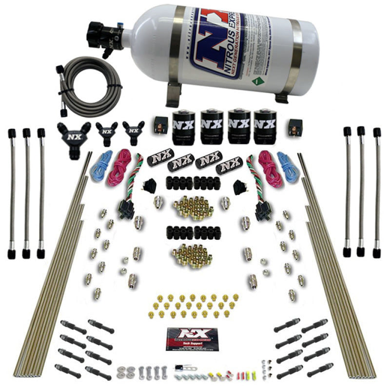 Nitrous Express 8 Cyl Dry Direct Port Dual Stage 4 Solenoids Nitrous Kit (200-600HP) w/10lb Bottle 93106-10 93106-10 Photo - Primary