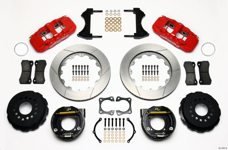 Wilwood AERO4 Rear P-Brake Kit 14.00in Red 58-64 Olds/Pontiac Ends 2.81in Offset 140-10953-R 140-10953-R Photo - Primary