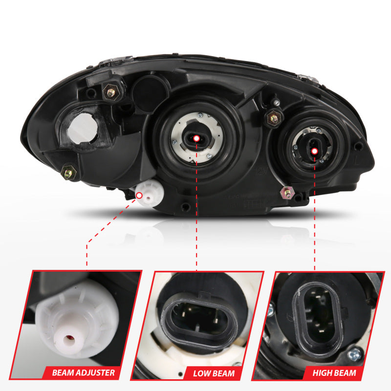 ANZO 2001-2005 Chrysler Pt Cruiser Crystal Headlight Chrome Amber (OE) 111472 111472 Photo - Unmounted