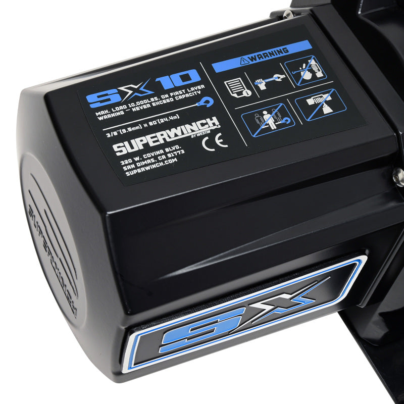 Superwinch 10000 LBS 12V DC 3/8in x 80ft Synthetic Rope SX10SR Winch - Semi Gloss Black 1710204 1710204 User 1