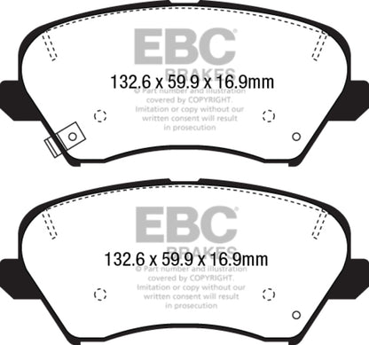 EBC 2017 Hyundai Elantra Gt 2.0L Redstuff Front Brake Pads DP32232C DP32232C Photo - Primary