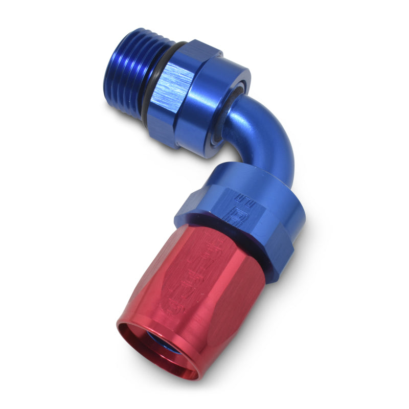 Russell Swivel Hose End Assy #10 AN Male SAE Port To #8 Hose 90° Red/Blue 612430 Photo - out of package