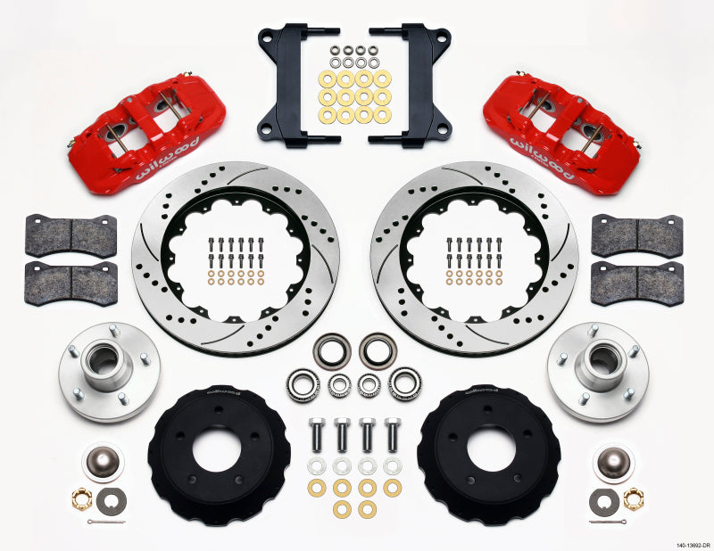 Wilwood AERO6 Front Hub Kit 14.00 Drilled-Red Chevy C-10 60-87 CPP Drop Spindle 140-13692-DR 140-13692-DR Photo - Primary