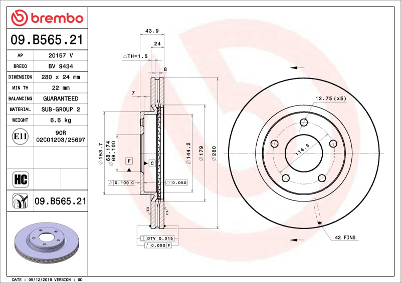 Brembo OE BRE UV Coated OE Equiv Rotors Brakes, Rotors & Pads Brake Rotors - OE main image