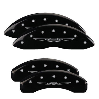 MGP 4 Caliper Covers Engraved Front & Rear Style 2/Chrysler Wing Black finish silver ch 32009SCW2BK 32009SCW2BK Photo - Primary