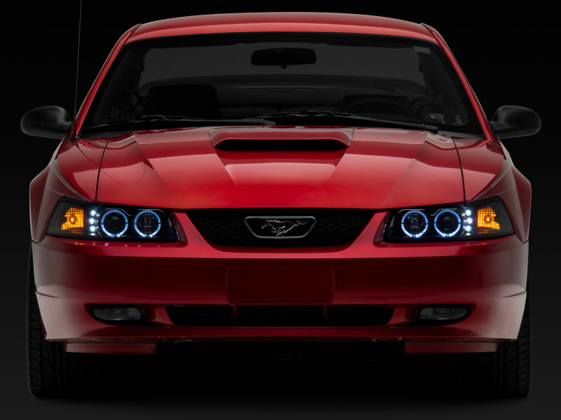 Raxiom 99-04 Ford Mustang Dual LED Halo Projector Headlights- Black Housing (Clear Lens) 101684 101684 Photo - Close Up