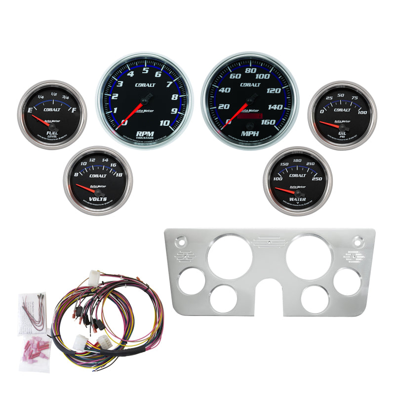 AutoMeter 67-72 GM Truck Billet Dash Panel - Tach/MPH Speedo/Oil Press/Water Temp/Volt - Cobalt 7045-CB 7045-CB Photo - Primary