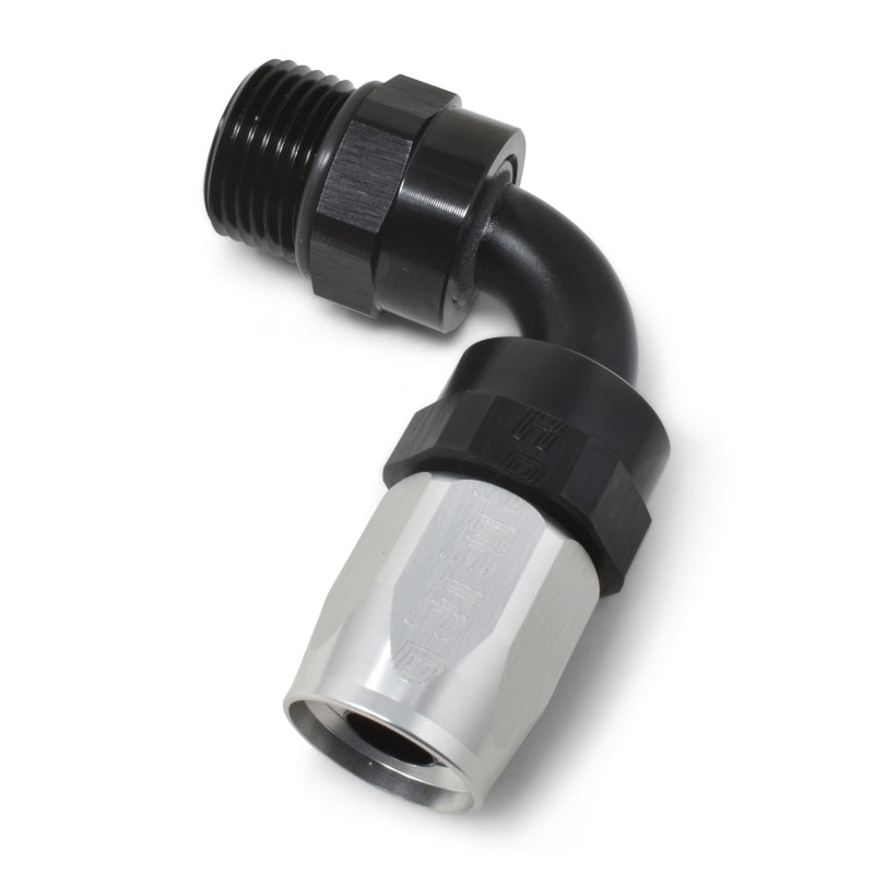 Russell Swivel Hose End Assy #10 AN Male SAE Port To #8 Hose 90° Black/Silver 612433 Photo - out of package