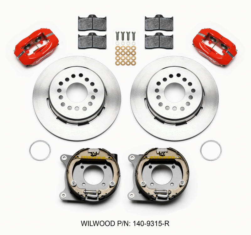 Wilwood Forged Dynalite P/S Park Brake Kit Red 12 Bolt 2.75in offset Staggered Shock 140-9315-R 140-9315-R Photo - Primary