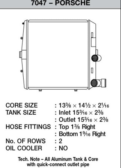 CSF 05-11 Porsche 911 Carrera/GT3 RS (997) Left Side Radiator 7047 7047 Technical Drawing