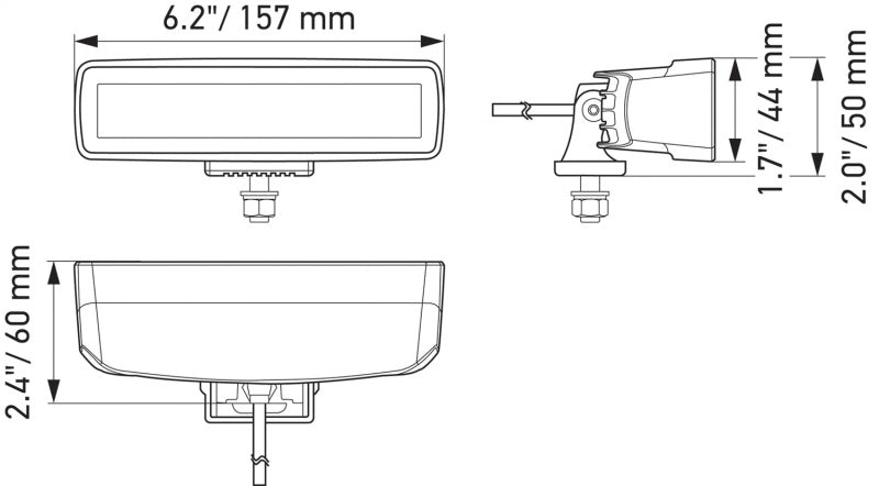 Hella Universal Black Magic 6 L.E.D. Mini Light Bar - Spot Beam 358176211 358176211 Technical Drawing
