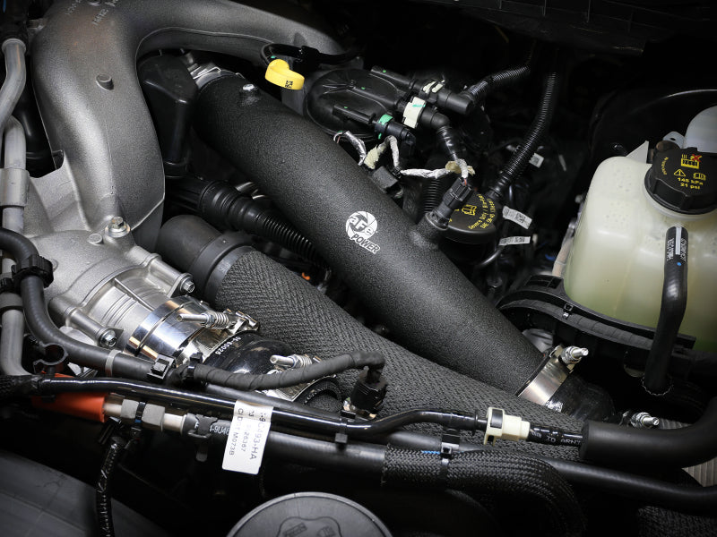 aFe 23-24 Ford F250/F350 Super Duty V8-6.7L BladeRunner 3 In. Aluminum Hot Charge Pipe- BLK 46-20688-B 46-20688-B Photo - Mounted