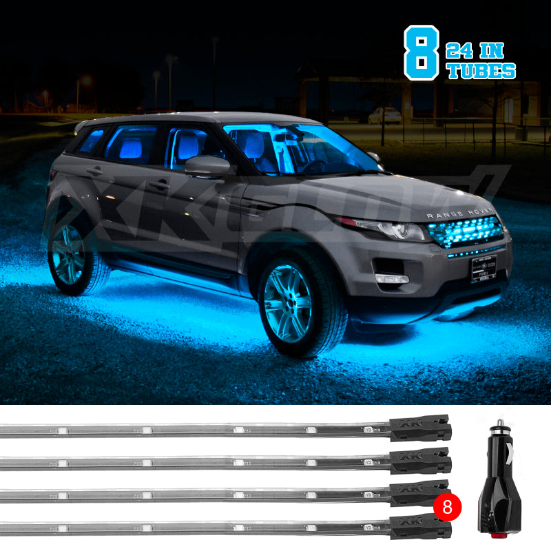 XKGLOW XK Glow Tube Single Color Underglow LED Accent Light Car/Truck Kit Light Blue - 8x24In XK041002-AB