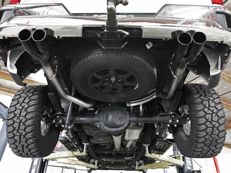 aFe Vulcan Series 3-2.5in 304SS Exhaust Cat-Back w/Blk Tips 2019 GM Silverado/Sierra 1500 L4-2.7L(t) 49-34110-B 49-34110-B Photo - Mounted