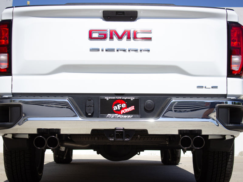 aFe Vulcan Series 3-2.5in 304SS Exhaust Cat-Back w/Blk Tips 2019 GM Silverado/Sierra 1500 L4-2.7L(t) 49-34110-B 49-34110-B Photo - Mounted