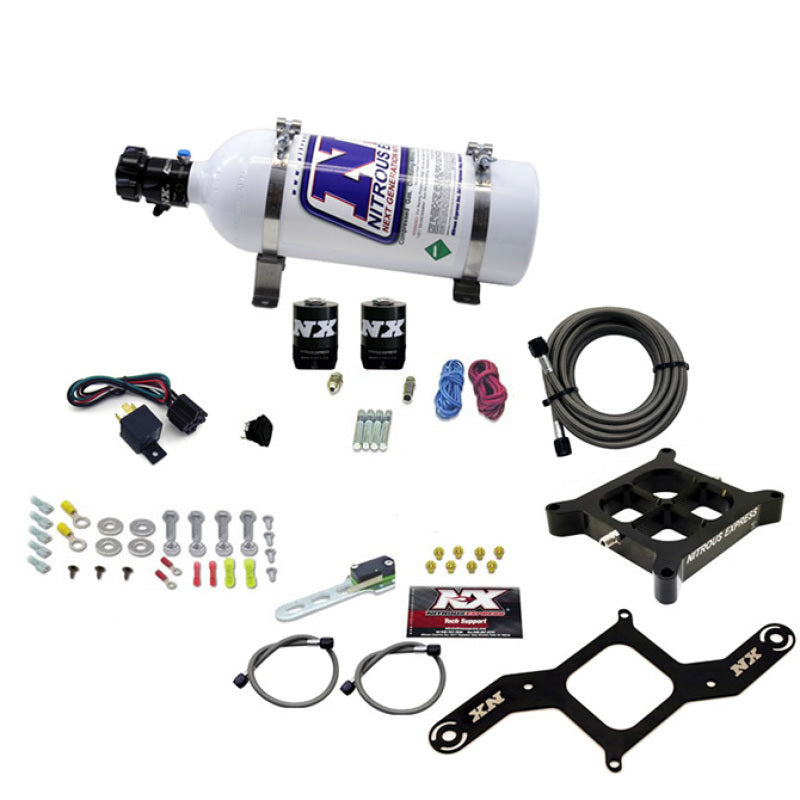 Nitrous Express 4150 Single Entry Billet Crossbar Nitrous Plate Kit (50-300HP) w/5lb Bottle 63040-05 63040-05 Photo - Primary