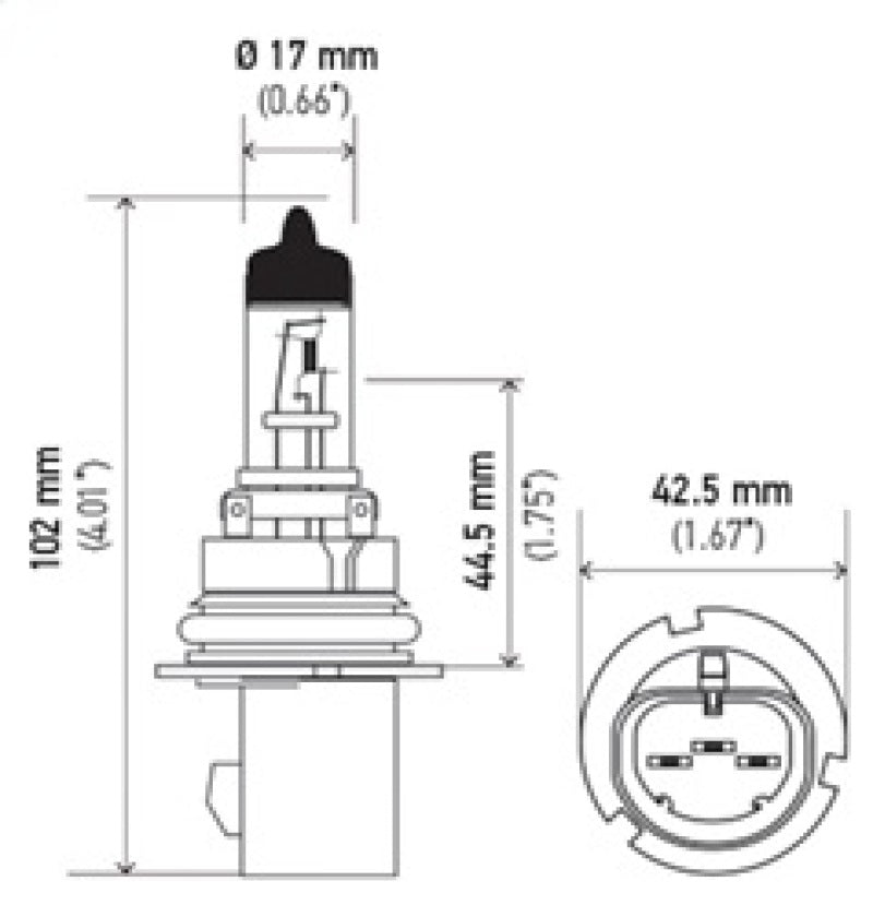 Hella Optilux Extreme Yellow XY Bulbs H71070622 Technical Drawing