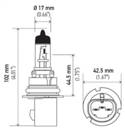 Hella Optilux Extreme Yellow XY Bulbs H71070622 Technical Drawing