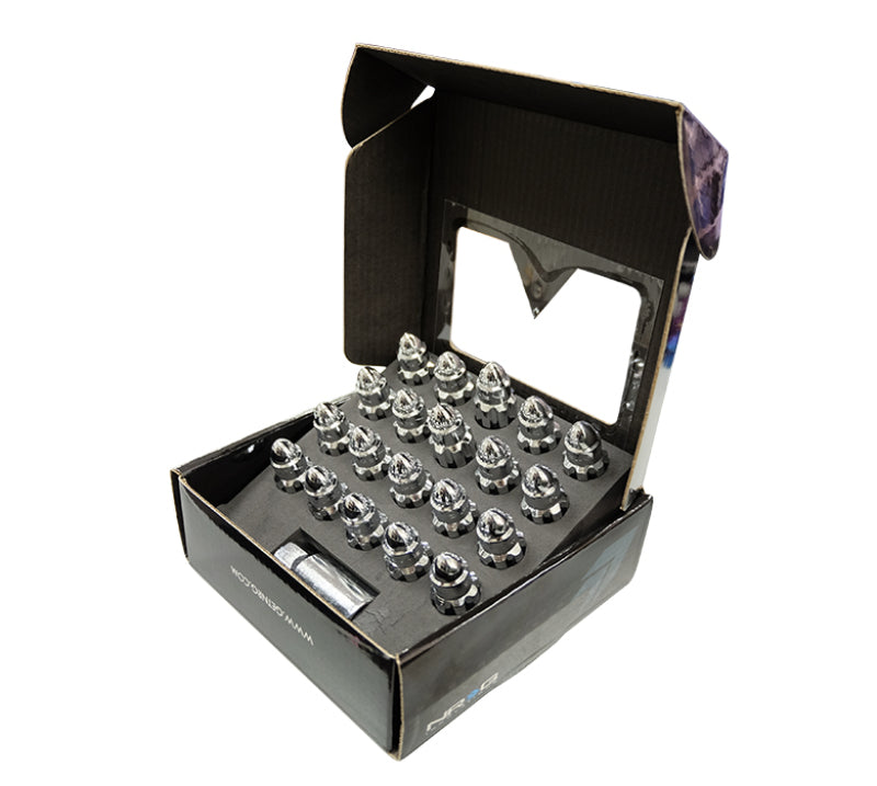 NRG M12 x 1.5 Steel Lug Nut Set  Bullet Shape 21 pc Silver W/ Lock Key 10T6B LN-LS500SL-21 Photo - Primary