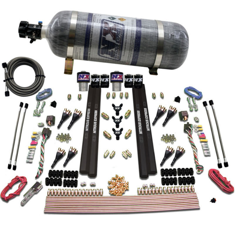 Nitrous Express SX2 Dual Stage/Gas/Rails 8 Nozzles Nitrous Kit (200-1200HP) w/Composite Bottle 90209-12 90209-12 Photo - Primary