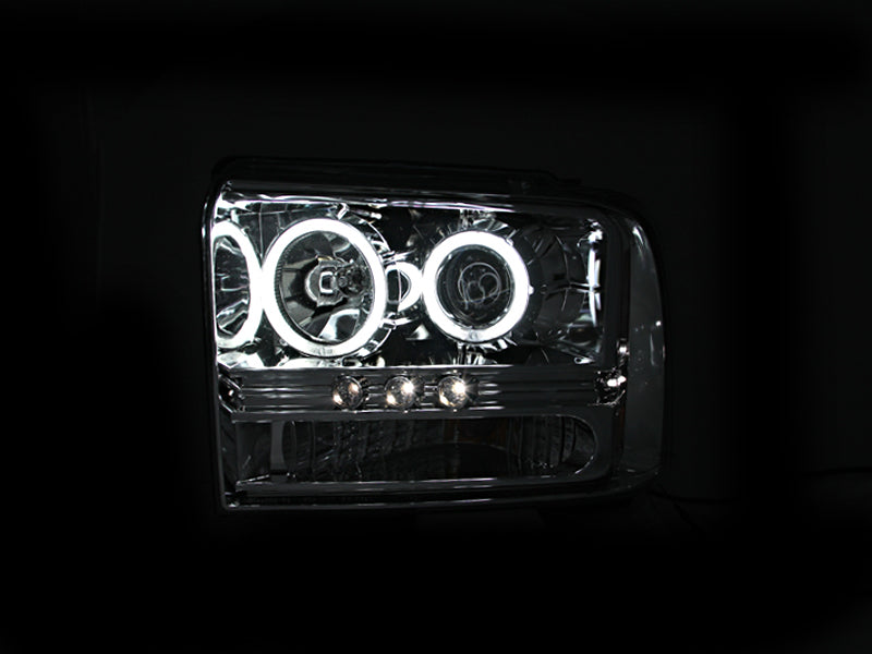 Anzo 2005-2007 Ford Excursion Projector Headlights w/ Halo Chrome w/ LED St 111118 Photo - Unmounted