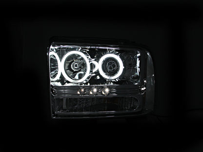Anzo 2005-2007 Ford Excursion Projector Headlights w/ Halo Chrome w/ LED St 111118 Photo - Unmounted