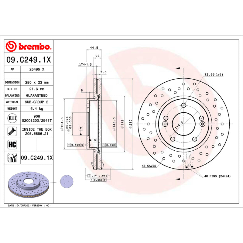 Brembo OE BRE Drilled UV Coated Rotors Brakes, Rotors & Pads Brake Rotors - Drilled main image