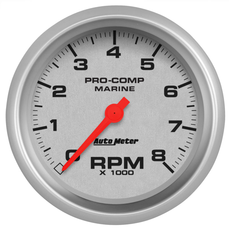 Autometer Marine Silver 3-3/8in 8k RPM Tachometer 200779-33 200779-33 Photo - Primary