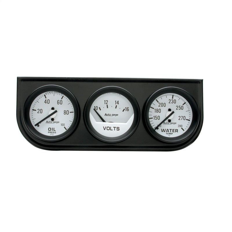 Autometer Gauge Console, Oilp/Wtmp/Volt, 2", 100Psi/280 Deg F/16V, Wht Dial, Blk 2327 Photo - Primary