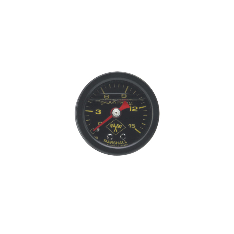 Russell (0-15) PSI Liquid-Filled Fuel Pressure Gauge - Black Face & Case 650310 Photo - Primary