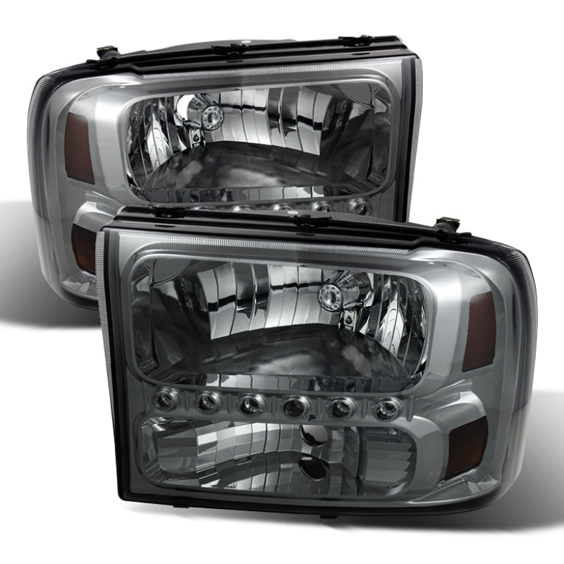 SPYDER Xtune Ford F250 F350 Super Duty 99-04 1Pc Headlights w/ LED Smoked HD-JH-FF25099-LED-SM 9026188 9026188 Photo - Primary
