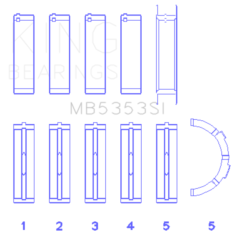 King Engine Bearings Ford 281 4.6L Sohc 16V (Size +0.50mm) Main Bearing Set MB5353SI0.5 MB5353SI0.5 Photo - Primary