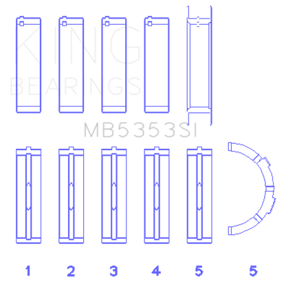 King Engine Bearings Ford 281 4.6L Sohc 16V (Size +0.50mm) Main Bearing Set MB5353SI0.5 MB5353SI0.5 Photo - Primary