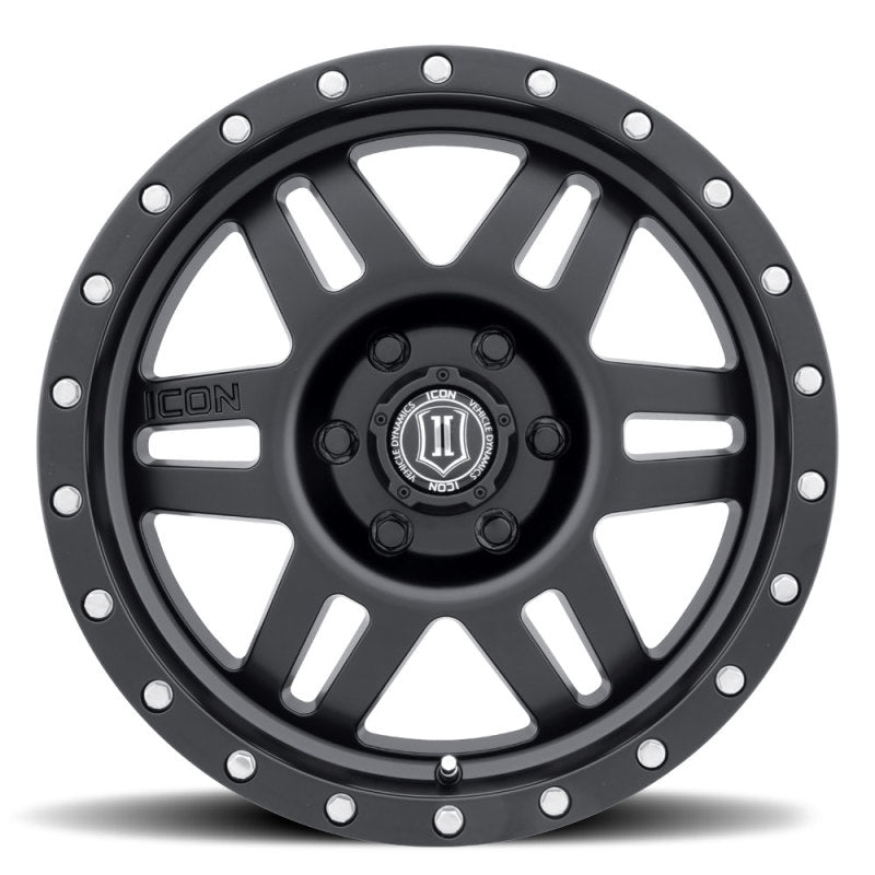 ICON Six Speed 17x8.5 6x5.5 25mm Offset 5.75in BS 108.1mm Bore Satin Black Wheel 1417858357SB 1417858357SB Photo - Close Up
