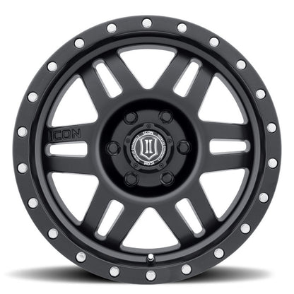 ICON Six Speed 17x8.5 6x5.5 25mm Offset 5.75in BS 108.1mm Bore Satin Black Wheel 1417858357SB 1417858357SB Photo - Close Up