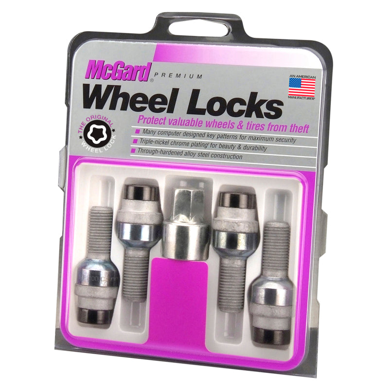 McGard Wheel Lock Bolt Set - 4pk. (Radius Seat) M14X1.5 / 17mm Hex / 28.2mm Shank Length - Black 28320 28320 Photo - in package