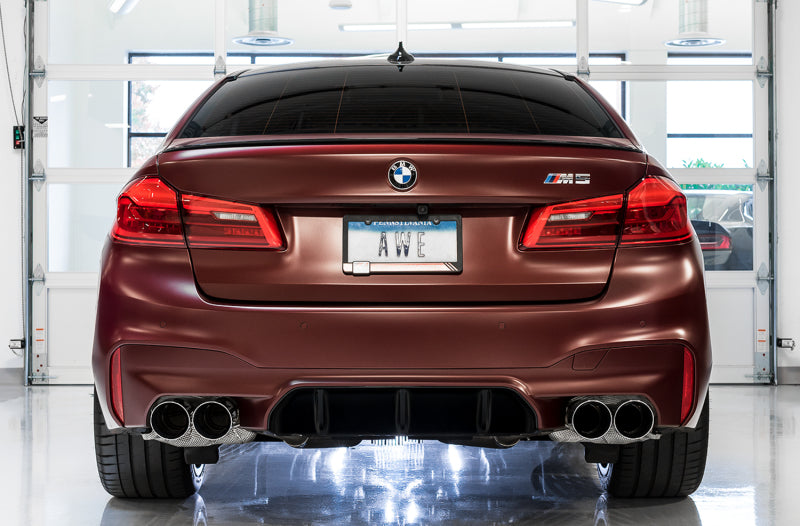 AWE Tuning 18-19 BMW M5 (F90) 4.4T AWD SwitchPath Axle-back Exhaust - Chrome Silver Tips 3025-42061 3025-42061 Photo - Mounted