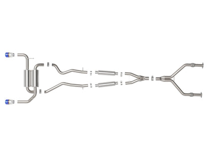 aFe 14-15 Infiniti Q50 V6 3.7L Takeda 2-1/2in 304 SS Cat-Back Exhaust System w/ Blue Flame Tips 49-36136-L 49-36136-L Photo - Unmounted